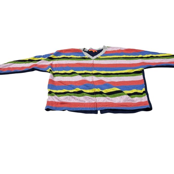 Vilagallo Womens Multicolor Striped V-Neck Sweater Size L - Picture 5 of 9